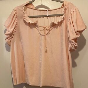 Free People Blush Pink Ruffled Blouse